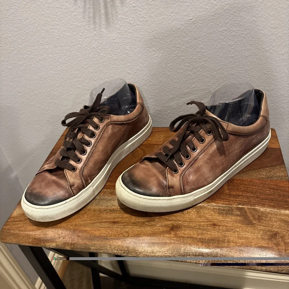 H.S. Trask Brown Lace Up Distressed‎ Leather Shoes Men's Size 10.5 Made in Italy